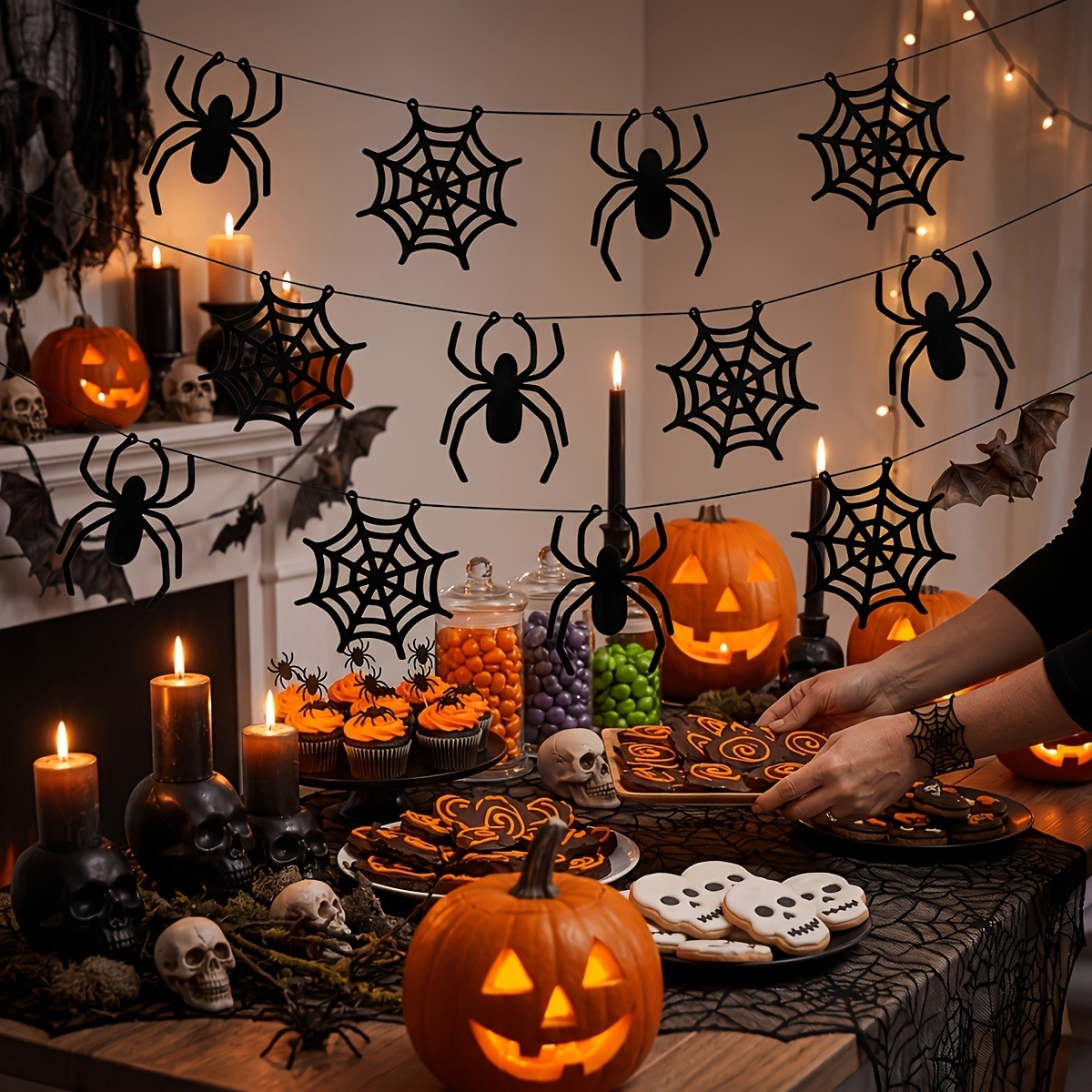 Spider Web Halloween Decoration - 2 ensembles de guirlandes de toile