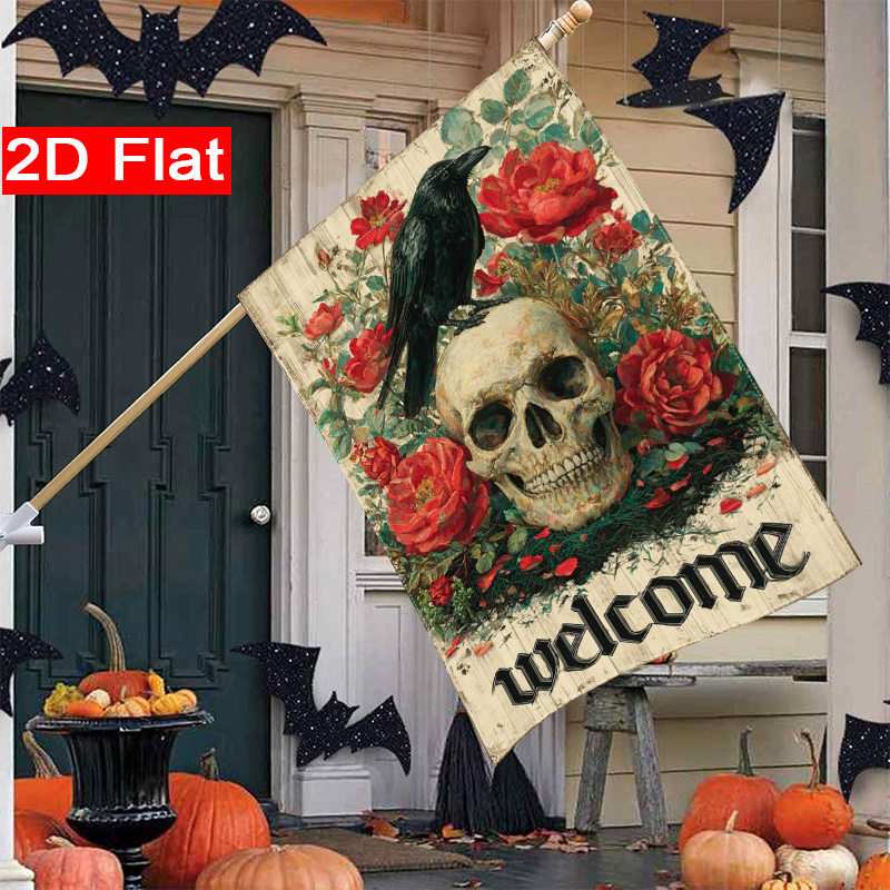 Halloween Skeleton Decoration - Drapeau plat 2D - Drapeau plat