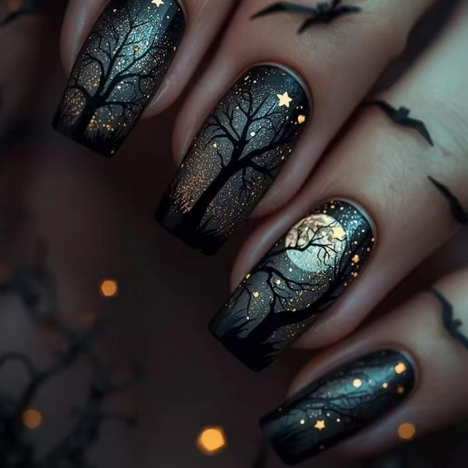 Spider Web Halloween Decoration - Ongles à coller pour Halloween, faux