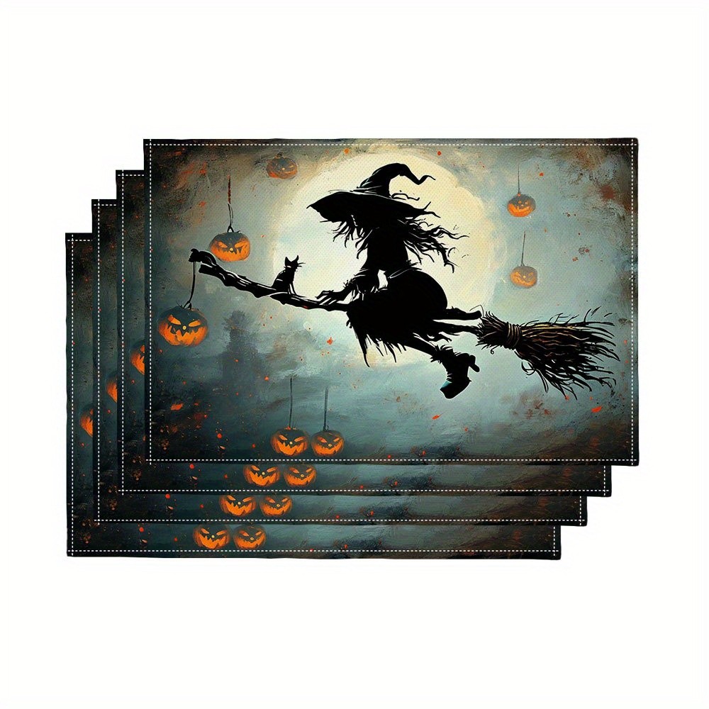 Pumpkin Lantern Halloween - Ensemble de 4 dessous-de-plat effrayants pour