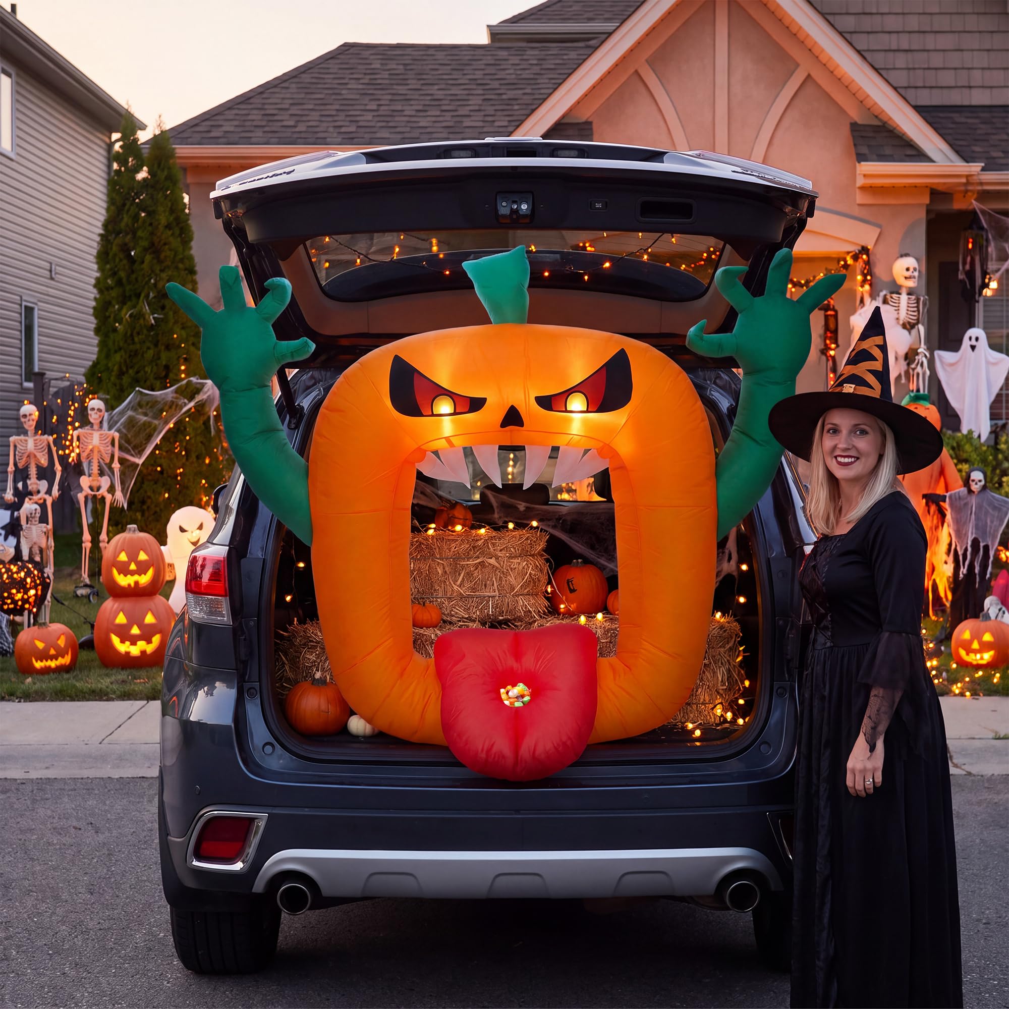 Halloween Pumpkin Decor Led - Décoration gonflable d’Halloween de 1,80 m,