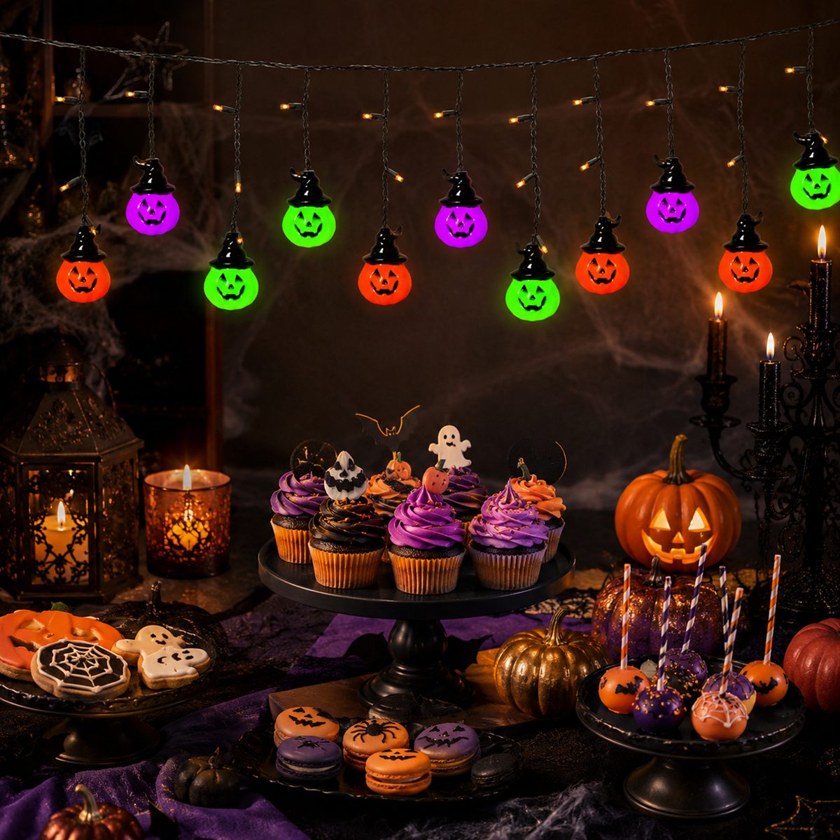 Halloween Led String Lights Orange - 1 guirlande lumineuse d'Halloween Horrible 10