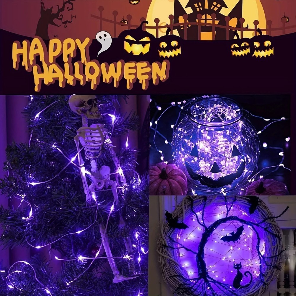 Guirlande lumineuse solaire d' - Halloween Led String Lights Orange avis et prix