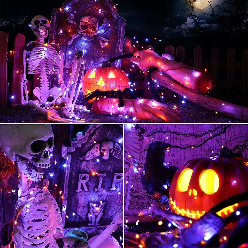 10-120M fil de cuivre chaîne l - Halloween Led String Lights Orange avis et prix