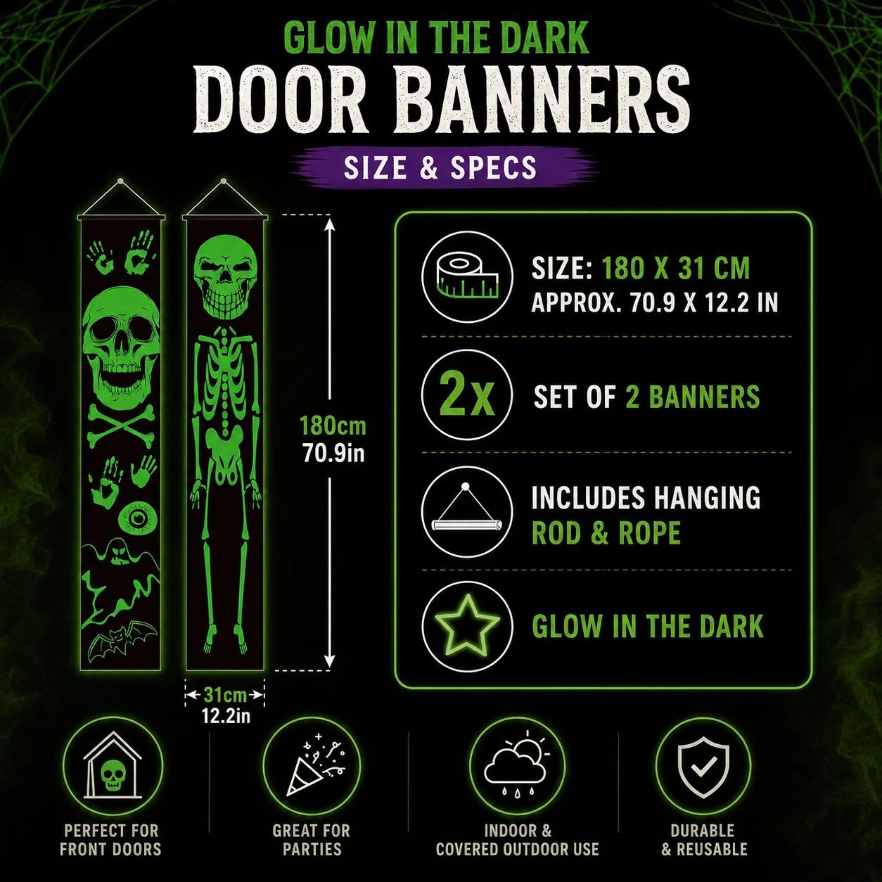 2 Bannières Lumineuses pour Po - Halloween Skeleton Decoration avis et prix