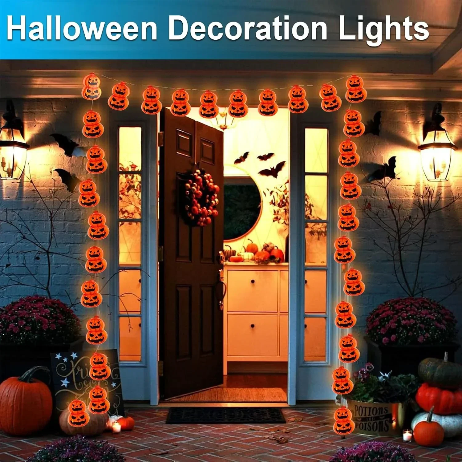 Guirlande lumineuse Jack O Lan - Halloween Led String Lights Orange avis et prix