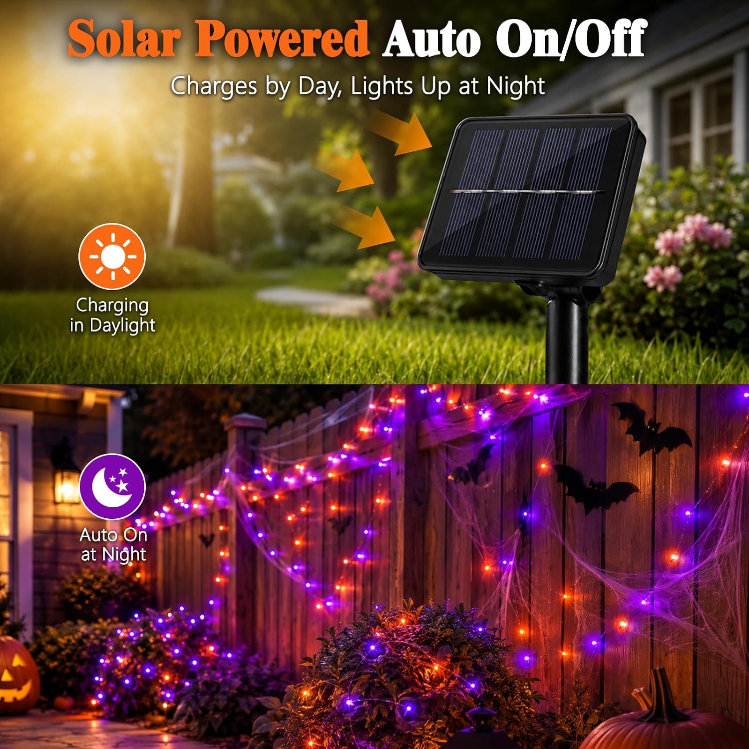 Guirlandes lumineuses solaires - Halloween Led String Lights Orange avis et prix