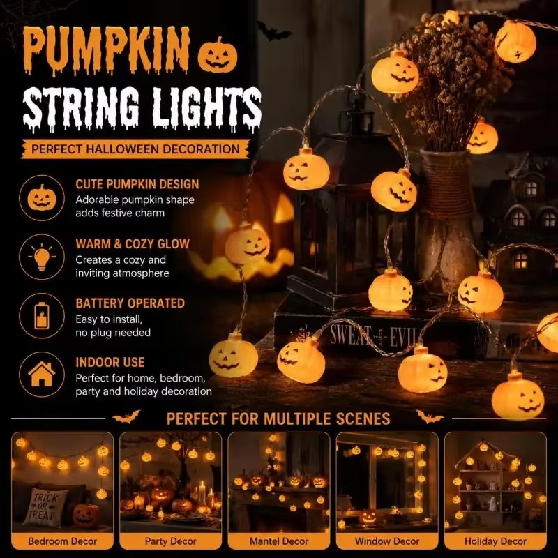 Guirlande lumineuse à LED en f - Halloween Pumpkin Decor Led avis et prix